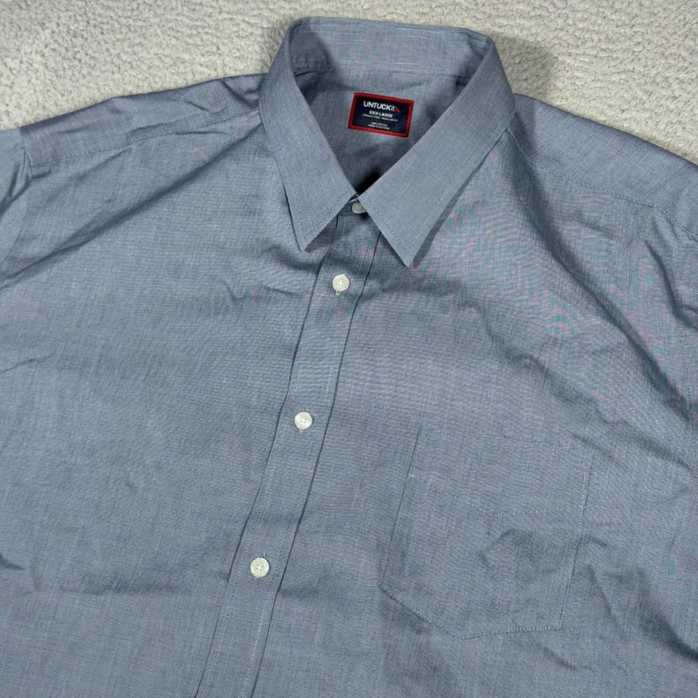 Untuckit Shirt Men 3XL Blue Button Up Pio Cesare Wrinkle Free Cotton Long Sleeve